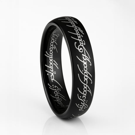 LOTRR Black Personalized Custom Elvish Ring inside outside engraving 4mm - 10mm