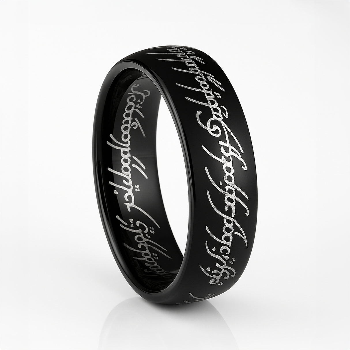 LOTRR Black Personalized Custom Elvish Ring inside outside engraving 4mm - 10mm