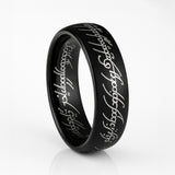 LOTRR Black Personalized Custom Elvish Ring inside outside engraving 4mm - 10mm