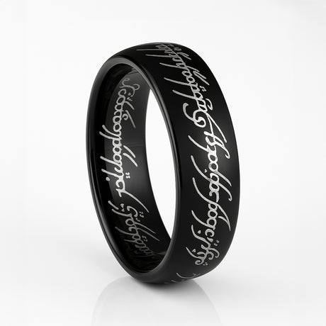 LOTRR Black Personalized Custom Elvish Ring inside outside engraving 4mm - 10mm