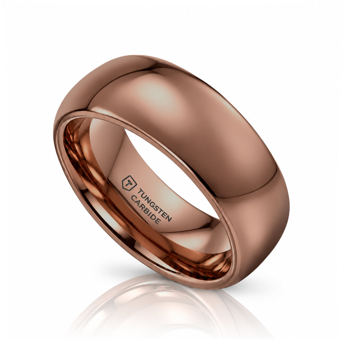 COFFEE 8mm Traditional Domed Espresso Tungsten Carbide Wedding Ring