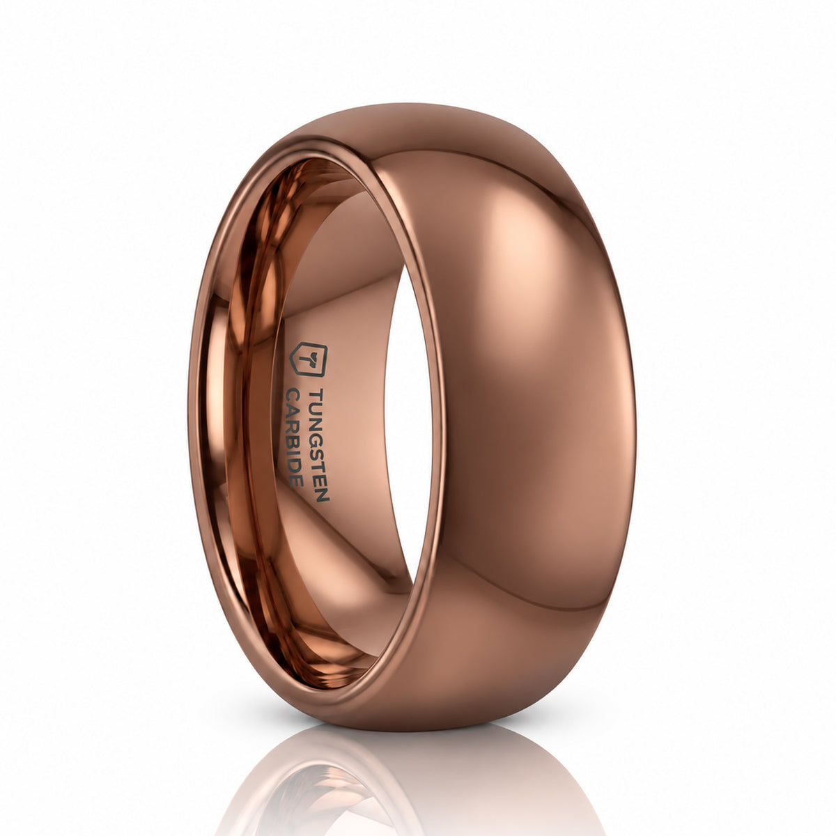 COFFEE 8mm Traditional Domed Espresso Tungsten Carbide Wedding Ring