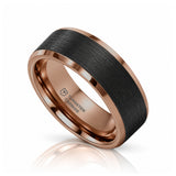 FERROS 8mm Espresso Tungsten Wedding Band with Brushed Black Center