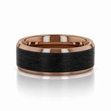 FERROS 8mm Espresso Tungsten Wedding Band with Brushed Black Center