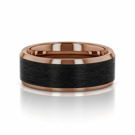 FERROS 8mm Espresso Tungsten Wedding Band with Brushed Black Center