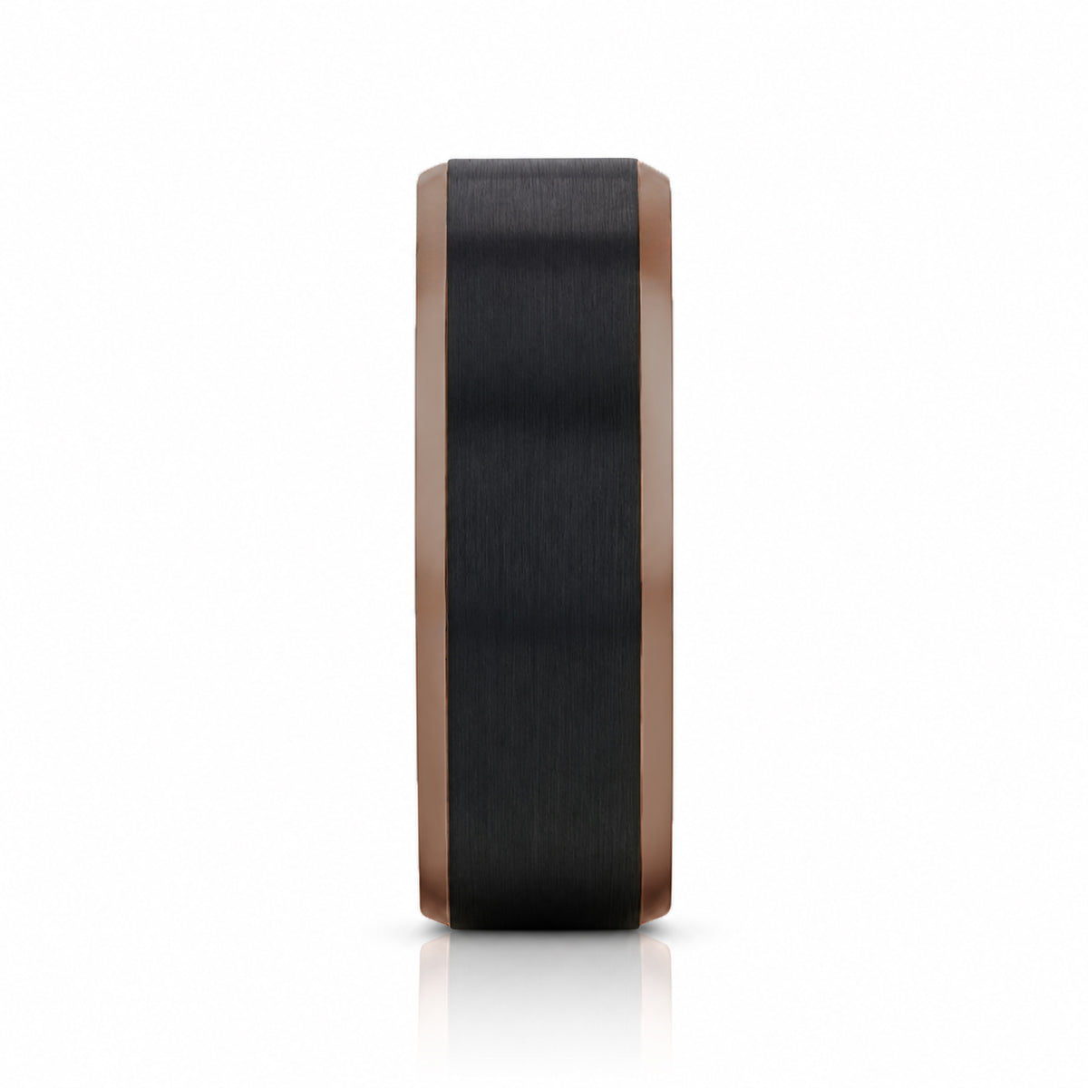 FERROS 8mm Espresso Tungsten Wedding Band with Brushed Black Center