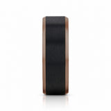 FERROS 8mm Espresso Tungsten Wedding Band with Brushed Black Center