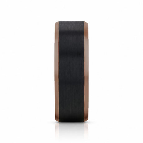 FERROS 8mm Espresso Tungsten Wedding Band with Brushed Black Center