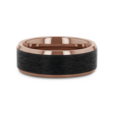 FERROS Espresso Plated Tungsten Polished Beveled Ring with Brushed Black Center - 8mm