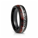 6mm Tungsten Carbide Meteorite Wedding Band, Koa Wood Ring, Arrow Ring