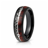 6mm Tungsten Carbide Meteorite Wedding Band, Koa Wood Ring, Arrow Ring
