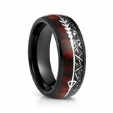 8mm Tungsten Carbide Meteorite Wedding Band, Koa Wood Ring, Arrow Ring