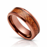 8mm - Tungsten Espresso Whiskey Barrel Wood Ring , Brown Tungsten Ring