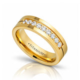 The Regent Gold Tungsten Wedding Band with 9 White CZ Stones 6mm & 8mm