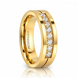 The Regent Gold Tungsten Wedding Band with 9 White CZ Stones 6mm & 8mm