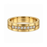 The Regent Gold Tungsten Wedding Band with 9 White CZ Stones 6mm & 8mm