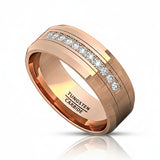 8mm - Rose Gold Tungsten Wedding Band Men, Comfort Fit Anniversary Ring, Engagement Band