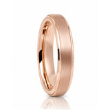 Rose Gold Tungsten Wedding Band Women, Brushed finish Stepped Edges, 4mm-8mm