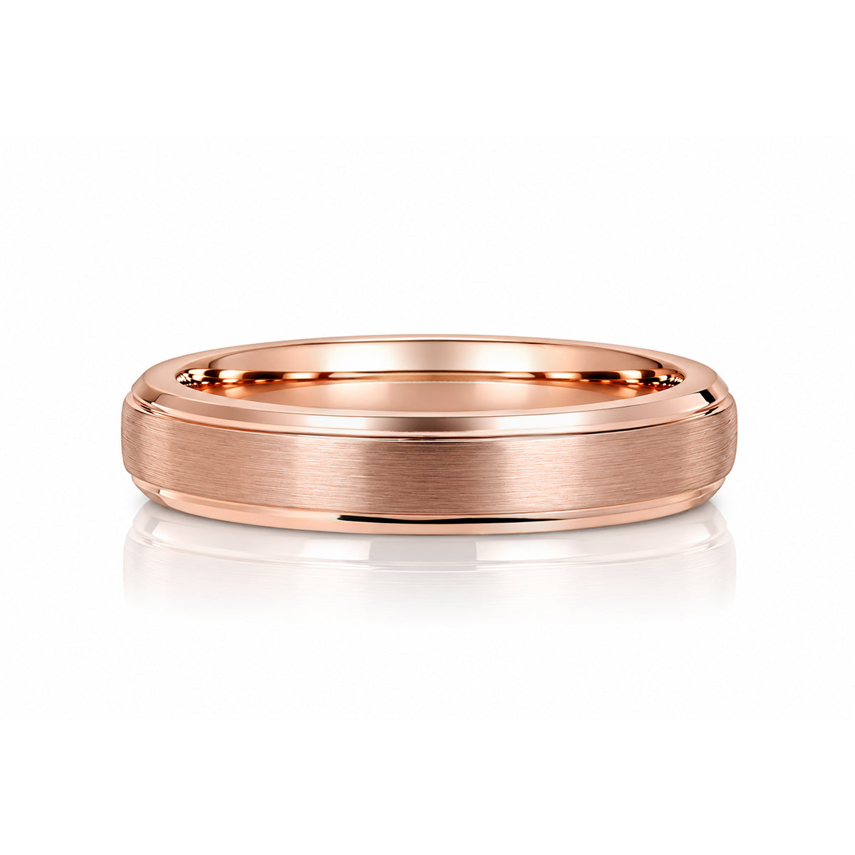 Rose Gold Tungsten Wedding Band Women, Brushed finish Stepped Edges, 4mm-8mm