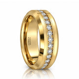 Royal Eternity 6mm & 8mm Yellow Gold CZ Tungsten Wedding Band