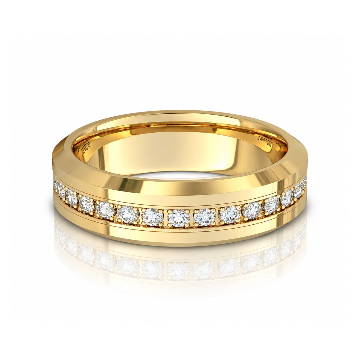 Royal Eternity 6mm & 8mm Yellow Gold CZ Tungsten Wedding Band
