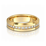 Royal Eternity 6mm & 8mm Yellow Gold CZ Tungsten Wedding Band