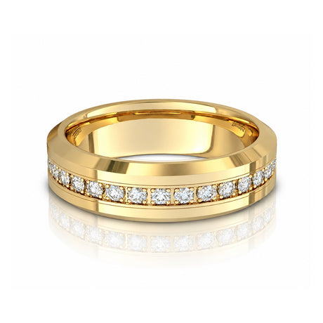 Royal Eternity 6mm & 8mm Yellow Gold CZ Tungsten Wedding Band