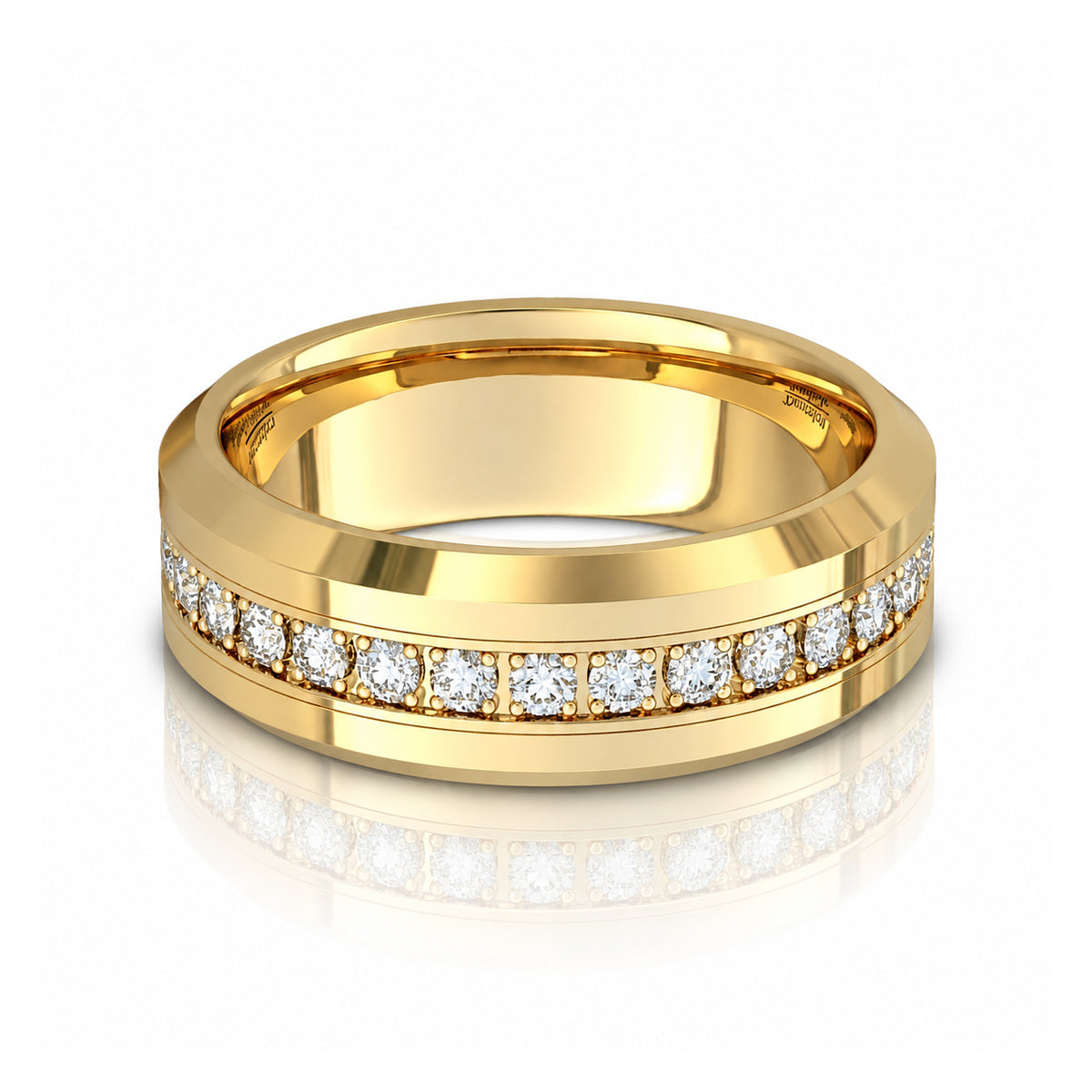 Royal Eternity 6mm & 8mm Yellow Gold CZ Tungsten Wedding Band