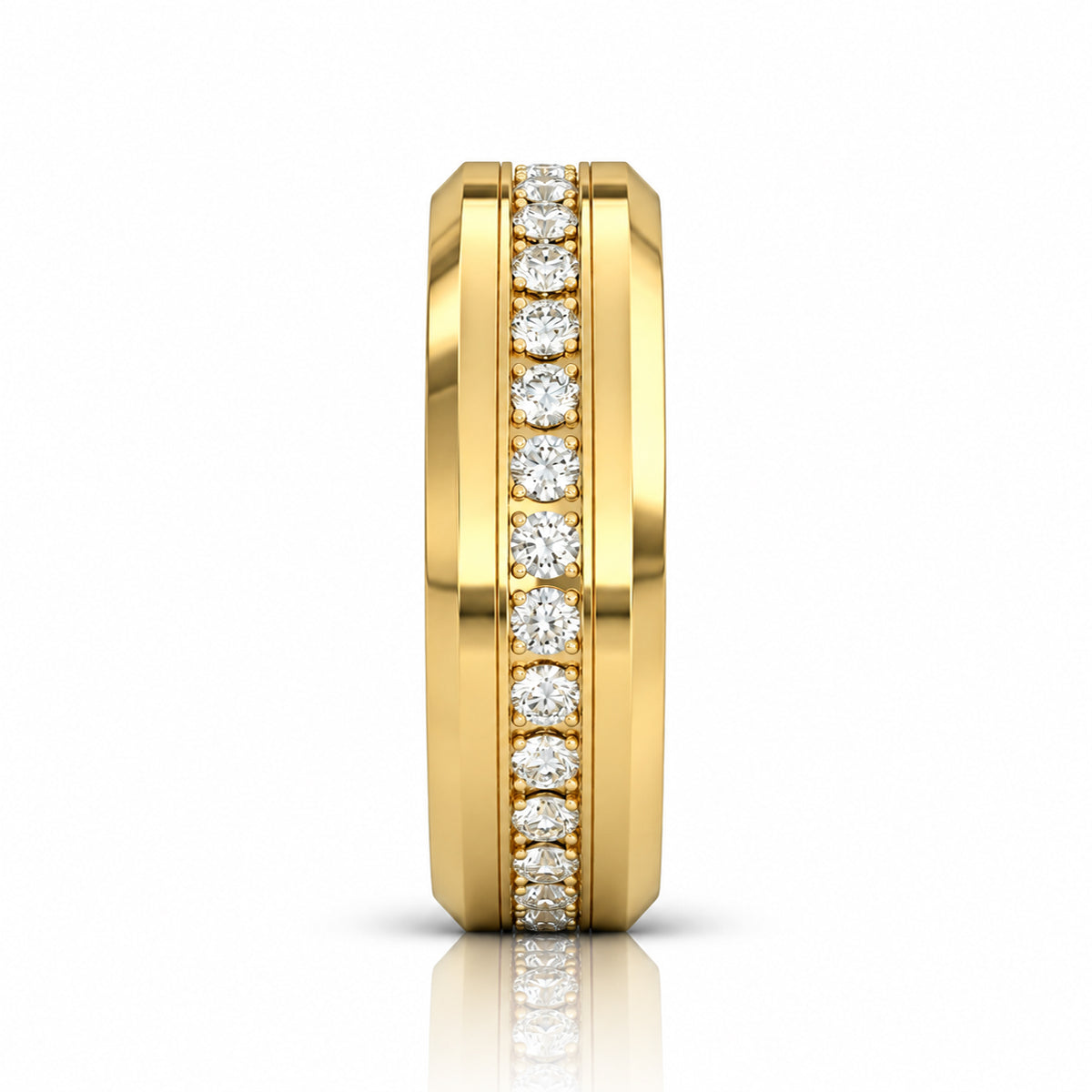 Royal Eternity 6mm & 8mm Yellow Gold CZ Tungsten Wedding Band