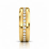 Royal Eternity 6mm & 8mm Yellow Gold CZ Tungsten Wedding Band