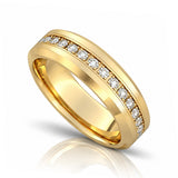 Royal Eternity 6mm & 8mm Yellow Gold CZ Tungsten Wedding Band