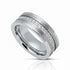 8mm - Men's Tungsten Wedding Band, CZ Diamond Ring, Comfort Fit Anniversary Ring