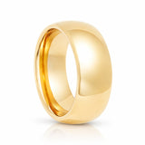 9mm - Yellow Gold Tungsten Wedding Band, High Polish Dome Shape, Anniversary Ring