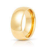 9mm - Yellow Gold Tungsten Wedding Band, High Polish Dome Shape, Anniversary Ring