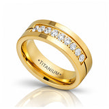 The Regent Gold Tungsten Wedding Band with 9 White CZ Stones 6mm & 8mm
