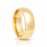 8mm - Yellow Gold Tungsten Wedding Band, High Polish Dome Shape, Anniversary Ring