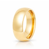 8mm - Yellow Gold Tungsten Wedding Band, High Polish Dome Shape, Anniversary Ring