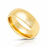 8mm - Yellow Gold Tungsten Wedding Band, High Polish Dome Shape, Anniversary Ring