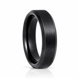 6mm -10mm Black Tungsten Carbide Wedding Ring with Brushed Center