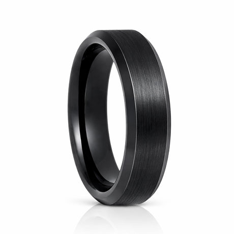 6mm -10mm Black Tungsten Carbide Wedding Ring with Brushed Center