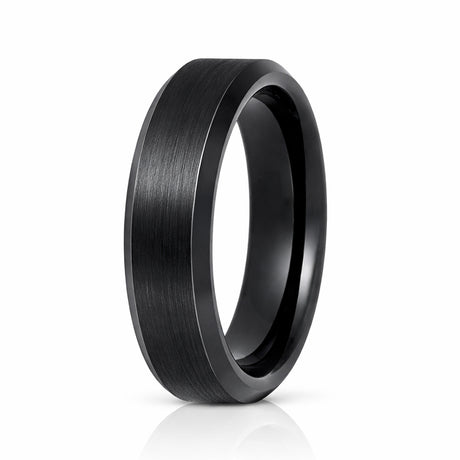 6mm -10mm Black Tungsten Carbide Wedding Ring with Brushed Center