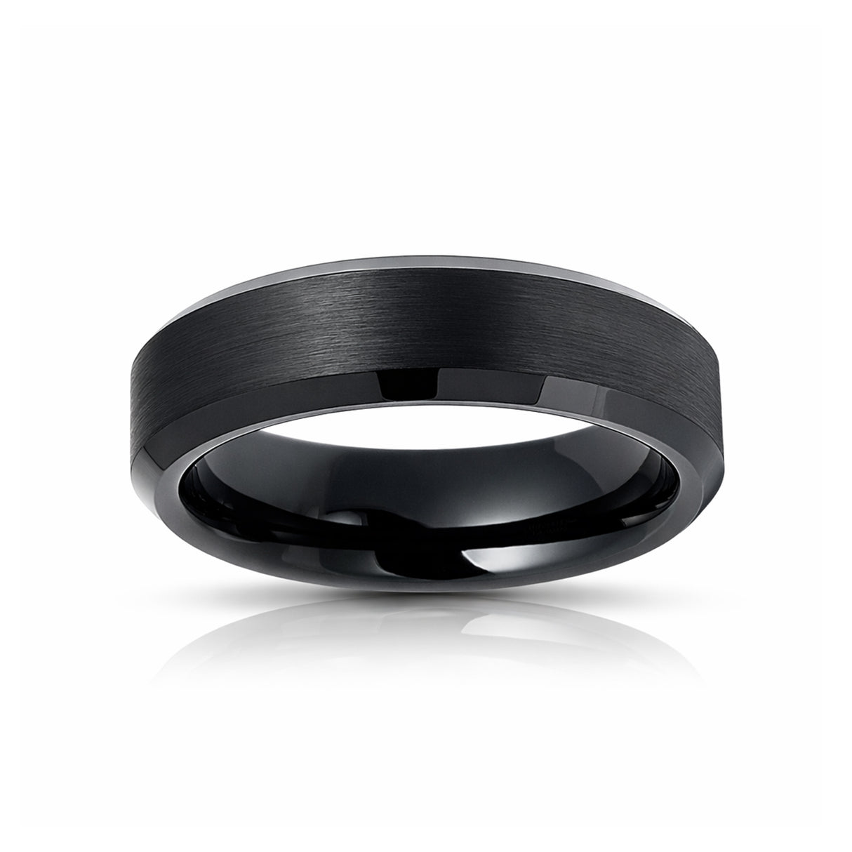 6mm -10mm Black Tungsten Carbide Wedding Ring with Brushed Center