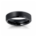 6mm -10mm Black Tungsten Carbide Wedding Ring with Brushed Center