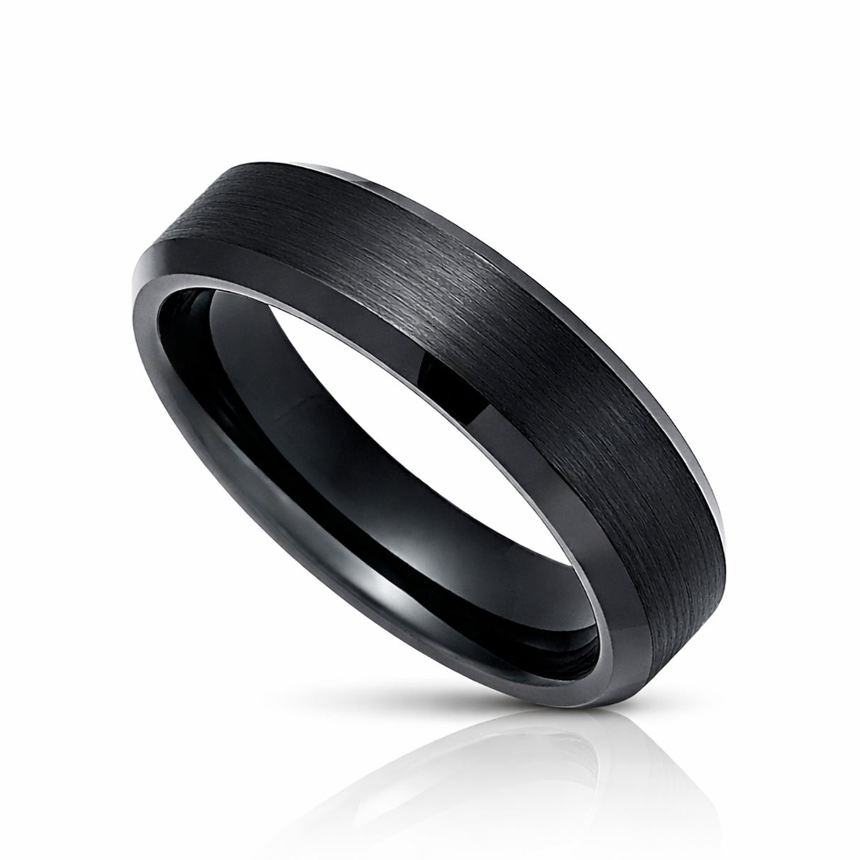 6mm -10mm Black Tungsten Carbide Wedding Ring with Brushed Center