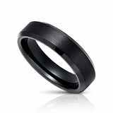 6mm -10mm Black Tungsten Carbide Wedding Ring with Brushed Center
