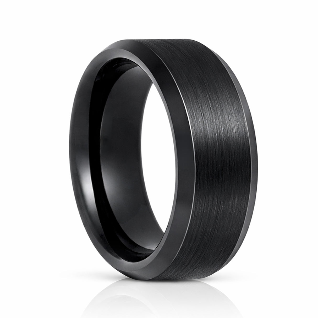 6mm -10mm Black Tungsten Carbide Wedding Ring with Brushed Center