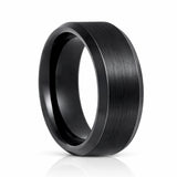 6mm -10mm Black Tungsten Carbide Wedding Ring with Brushed Center