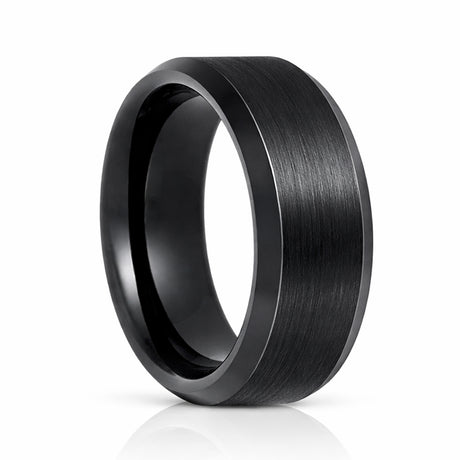 6mm -10mm Black Tungsten Carbide Wedding Ring with Brushed Center