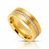 8mm - Men's Tungsten Wedding Band, CZ Diamond Ring, Comfort Fit Ring, Yellow Gold Ring,