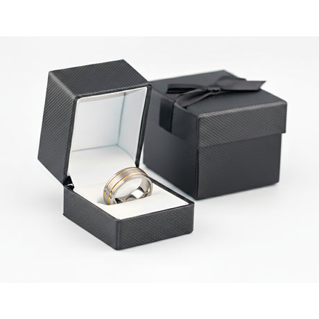 Luxury Ring Box – Black & White Leather Engagement Ring Case